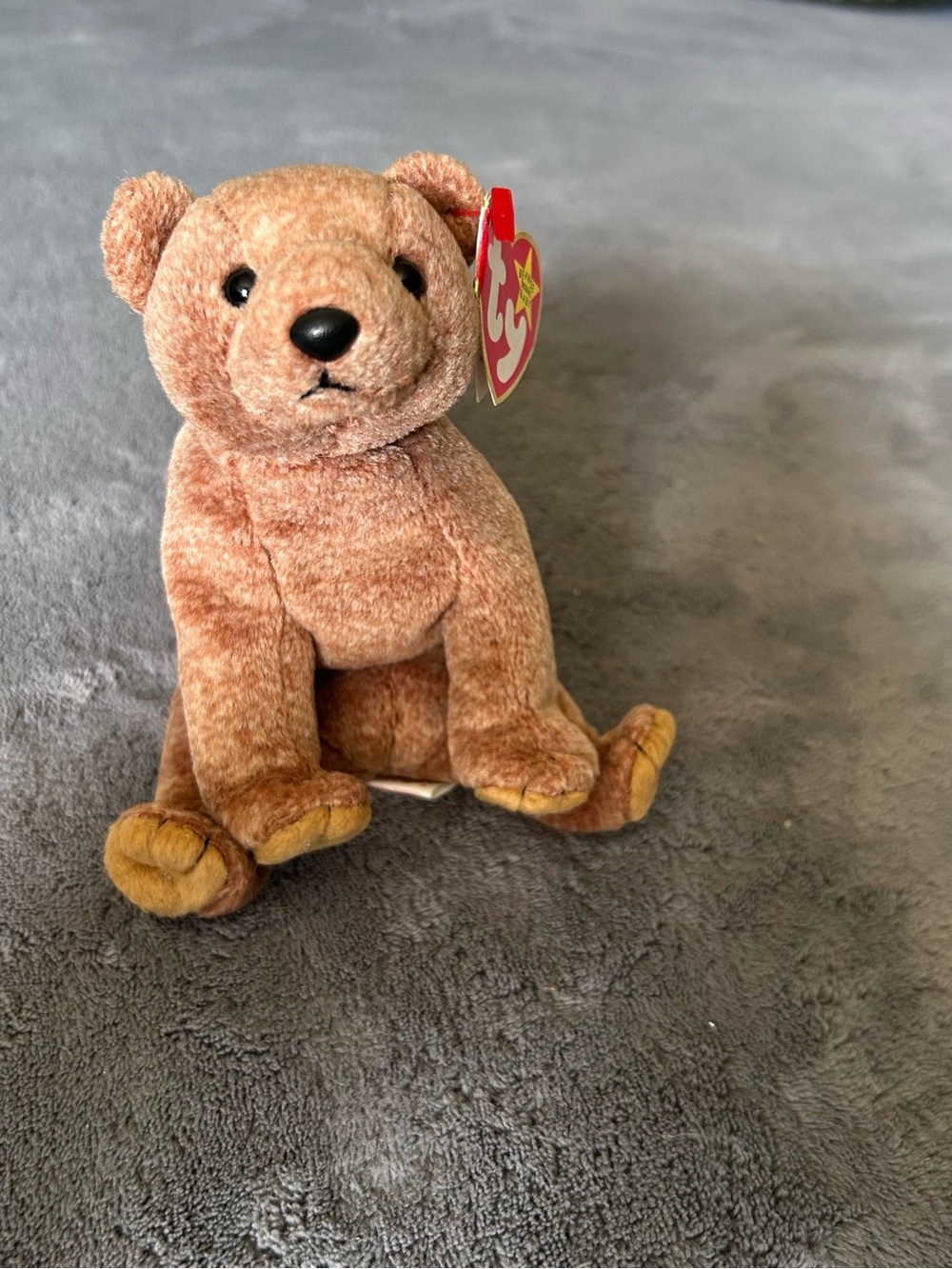 Ty Brown Bear Plush with Yellow Paw Accents